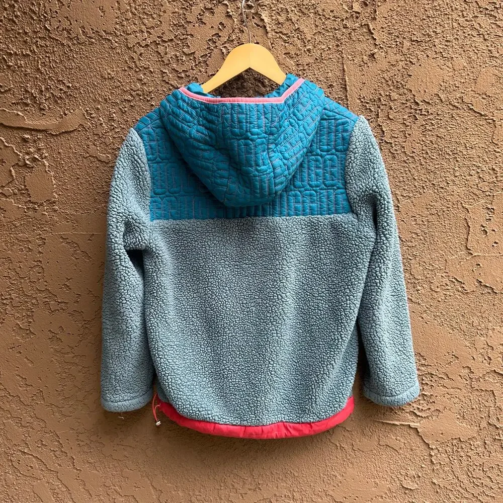 UGG IGGY Sherpa 1/2 Zip Pullover Jacket Blue XS